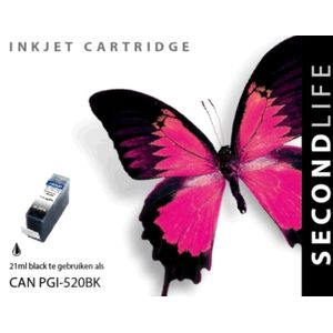 SecondLife - Inkt Cartridge - Zwart - Voor Canon PGI-520PGBK