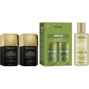 Inoar Moroccan keratine 250ml & Inoar Argan Shampoo & Conditioner & Inoar haarolie Vrouwen 60 ml
