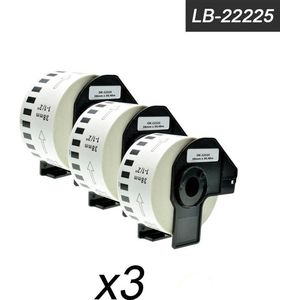 3x Brother DK-22225 Compatible voor Brother 's range of QL printers, 38mm * 30.48m