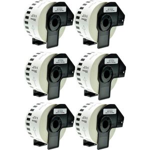 6x DK-22225 Compatible voor Brother 's range of QL printers, 38mm * 30.48m