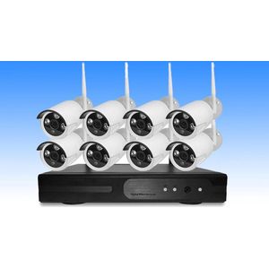 8CH 960P HD NVR Dag Nacht draadloze bewakingscamera set zonder HDD CCTV Draadloze Draadloze Buitenshuis wifi IP Netwerk Video Beveiligingssysteem 3.6mm Lens,Mobieletelefoon Uitzicht(Zonder harde schijf)