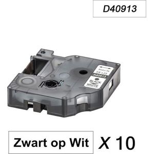 10 x Dymo 40913 Zwart op Wit Standaard Label Tapes Compatible voor Dymo 2000 3500 5500 Label Manager 100 110 120P 150 160 200 210D 220P 260D 280 300 350 360D 400 450 450D / 9mm x 7m