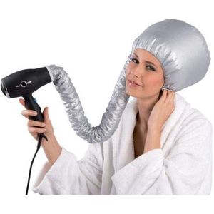 Bonnet drooghelm, haardroger, met elastiek voor bevestiging aan een haardroger, grijs