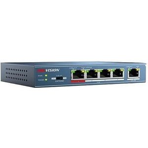 Hikvision DS-3E0105P-E Netwerkschakelaar Unmanaged Fast Ethernet (10/100) Power over Ethernet (PoE) (5 ports), Netwerkschakelaar, Blauw