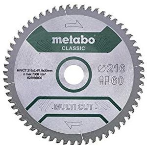 Metabo 628066000 MultiCutClassic HW/CT 216X30, 60Fz/Tz 5°N, Cirkelzaagblad, Zilver/Groen