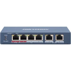 Hikvision DS-3E0106HP-E, 6 Poorts, 1x High PoE, 3x PoE, 2x Uplink