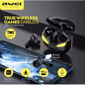 AWEI Słuchawki Bluetooth 5.0 t35 TWS + stacja dokująca -dla graczy- czarny merk