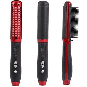 Pro-Ion Stijltang, rechte stijltang, borstel voor glad haar, verwarming, haarverzorging, anti-verbranding, glad haar, styling (rood)