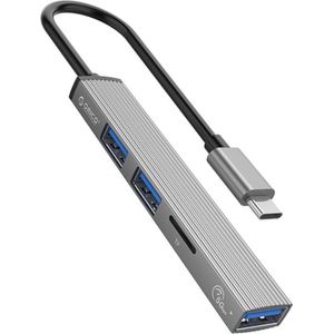 ORICO USB-C Hub, 1 USB-A 3.1 poort, 2 USB-A 2.0, microSD-kaartlezer, aluminium