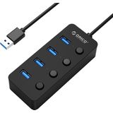 Orico USB 3.0 Hub 4 USB 3.0 poorten - Aan/uit schakelaars - Zwart