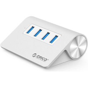 Orico - Aluminium USB 3.0 hub met 4 poorten – 5Gbps – Mac Style – LED-indicator – Geschikt voor Windows, Linux en Mac OS - USB 3.0 kabel van 100 cm - Zilver