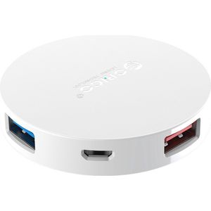 Orico USB-A Hub - 4x USB-A - OTG functie - USB 3.2 Gen 1 - 0,15 meter - Rond Design - Wit