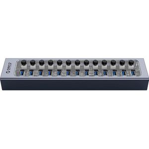 ORICO USB 3.0 hub met 13 poorten - aluminium en transparant design - BC 1.2 –  60W - grijs