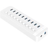 ORICO USB 3.0 hub met 10 poorten - BC 1.2 - aan/uit schakelaars - 48W - wit