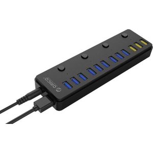 Orico USB-A Hub - 9x USB-A - 3x USB Oplaadpoort - Gevoed - USB 3.2 Gen 1 - 1 meter - Zwart