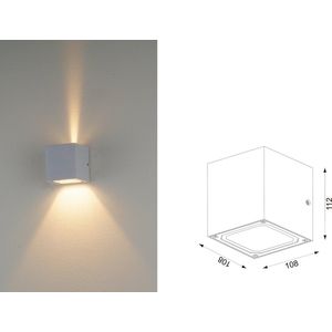 GARDTECH - Binnen en buiten verlichting LED Spot 2x3W - IP54 - zeer sterk Aluminium - zwart/antraciet; LAMP EXCL/ LAMP VERVANGBAAR