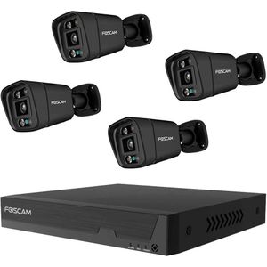 Foscam FN9108E-B4-2T black IP-Bewakingscameraset LAN 8-kanaals Met 4 cameras 3840 x 2160 Pixel