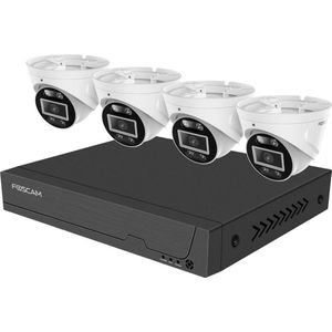 Foscam FN9108E-T4-2T IP-Bewakingscameraset LAN 8-kanaals Met 4 cameras 3072 x 1728 Pixel