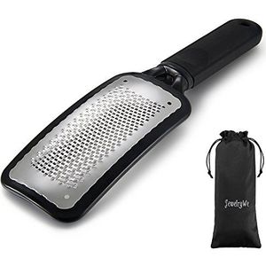 JewelryWe Kolossal Roestvrij stalen voetvijl, rasp, pedicure, eeltverwijderaar, eeltverwijderaar, eeltrasp voeten, verzorging, gereedschap, zwart