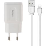 Remax RP-U22 Wall Charger with 2x USB 2.4A and White Lightning Cable