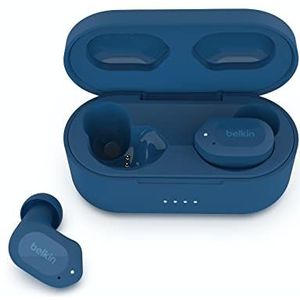 Belkin SoundForm Play Draadloze Bluetooth-hoofdtelefoon met 3 voorinstellingen, IPX5-certificering, zweet- en spatwaterdicht, 38 uur batterijduur, voor iPhone, Galaxy, Pixel, enz., blauw