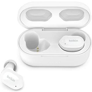 Belkin Soundform Play draadloze hoofdtelefoon (3 voorinstellingen, IPX5-certificering voor zweet- en spatbestendigheid, 38 uur batterijduur, voor iPhone, Galaxy, Pixel enz., wit)
