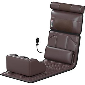 Verwarmde massagemat met 20 hals Shiatsu kneden massagehoofden, verwarmingskussen Full Body Massage Matras Massager Mat Kussen voor het verlichten van rugpijn in de lumbale benen (bruin leer)