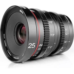 Meike - 25mm T2.2-22 MFT Cine Lens - Objectief - Zwart - Met Meervoudige Coating