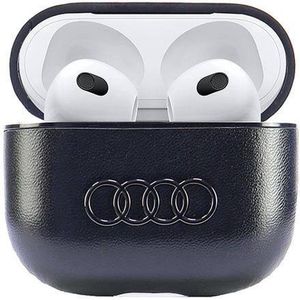 Audi - Hoesje - Leren - Zwart - Beschermend voor AirPods 3