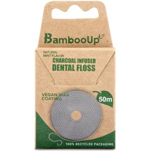 BambooUp Charcoal Floss 50 mtr Wax, Fluor & Mint
