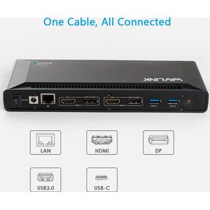 Wavlink USB-C Allround Docking Station - 2x HDMI 2x DisplayPort - 100W Opladen