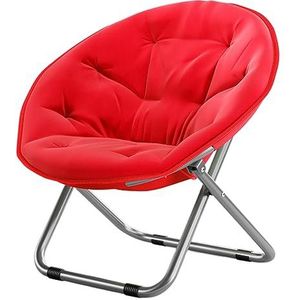 WEJIUAFB Moderne stof luie stoel, Accent hedendaagse lounge stoel, leesstoel, opvouwbare maanstoel, sofa stoel voor wonen, slaapkamer, leeskamer, buiten, lounge maan stoel-grote rode One