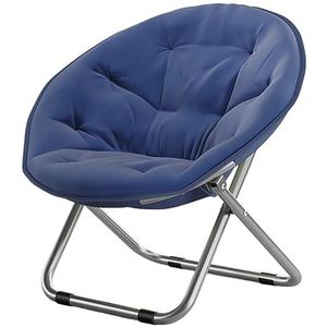 WEJIUAFB Moderne stoffen luie stoel, Accent eigentijdse loungestoel, leesstoel, opvouwbare maanstoel, sofa stoel voor wonen, slaapkamer, leeskamer, buiten, lounge maanstoel - marineblauw één