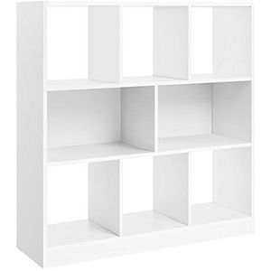 VASAGLE boekenkast, kubusplank, bodemplank, met open vakken, voor woonkamer, studeerkamer, kinderkamer, kantoor, als ruimteverdeler, 97,5 x 30 x 100 cm, wit LBC52WT