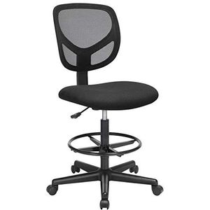 SONGMICS Bureaustoel, ergonomische werkkruk, zithoogte 55-75 cm, hoge werkstoel met verstelbare voetsteun, belastbaar tot 120 kg, zwart OBN15BK