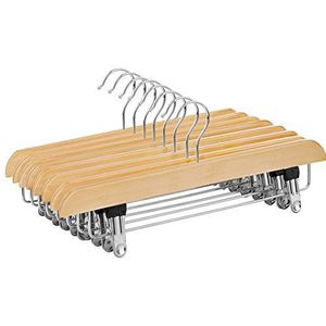 SONGMICS 8 x houten kledinghangers broekhangers broekhangers voor broekrokken skid-proof gemaakt van shimmy hout 35,5 cm CRW008-8