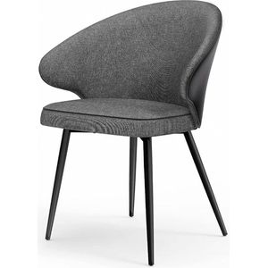 Eetkamerstoel keukenstoel gestoffeerde stoel stoel met armleuningen metalen poten modern woonkamerstoel voor eetkamer keuken donkergrijs