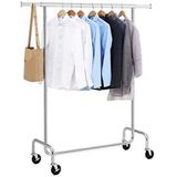 Songmics - Verrijdbaar Kledingrek - Verchroomd Ijzer - Uitschuifbare Stang