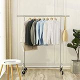 Songmics - Verrijdbaar Kledingrek - Verchroomd Ijzer - Uitschuifbare Stang