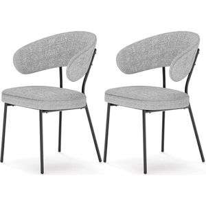 Eetkamerstoelen set van 2 keukenstoelen gestoffeerde stoelen loungestoel metalen poten modern voor eetkamer keuken lichtgrijs