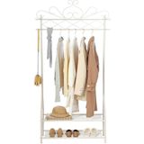 SONGMICS Kleiderständer, mit Kleiderstange und 2 Ablagen, Vintage-Stil