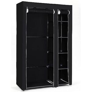 Songmics LSF007 Opvouwbare stoffen kast met kledingstang 110 x 175 x 45 cm, zwart