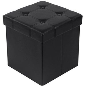 SONGMICS LSF30B Kruk, opbergbox, voetenkruk, kubus, opvouwbaar, ruimtebesparend, zwart, 38 x 38 x 38 cm