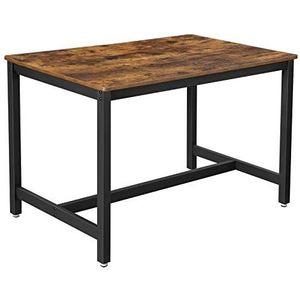 VASAGLE Eettafel voor 4 personen, keuken, 120 x 75 x 75 cm, robuust metalen frame, industriële stijl, voor woonkamer, eetkamer, rustiek bruin/zwart KDT75X