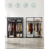SONGMICS - Garderobe - Grijs - Kledingrek - Opvouwbaar - 140 x 43 x 174 cm