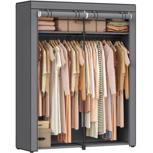 SONGMICS - Garderobe - Grijs - Kledingrek - Opvouwbaar - 140 x 43 x 174 cm