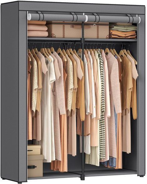 SONGMICS - Garderobe - Grijs - Kledingrek - Opvouwbaar - 140 x 43 x 174 cm