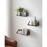 VASAGLE - LWS33BX - Wandplank - Donkerbruin - Set van 3 - Industrieel Ontwerp - Zwevende Plank