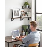 VASAGLE - LWS33BX - Wandplank - Donkerbruin - Set van 3 - Industrieel Ontwerp - Zwevende Plank