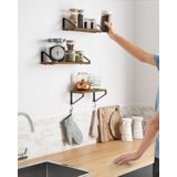 VASAGLE - LWS33BX - Wandplank - Donkerbruin - Set van 3 - Industrieel Ontwerp - Zwevende Plank